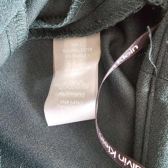 NWT Calvin Klein Green Crinkle Wide Leg Crop Jumpsuit Size 6 Sleeveless Belted - Picture 5 of 8